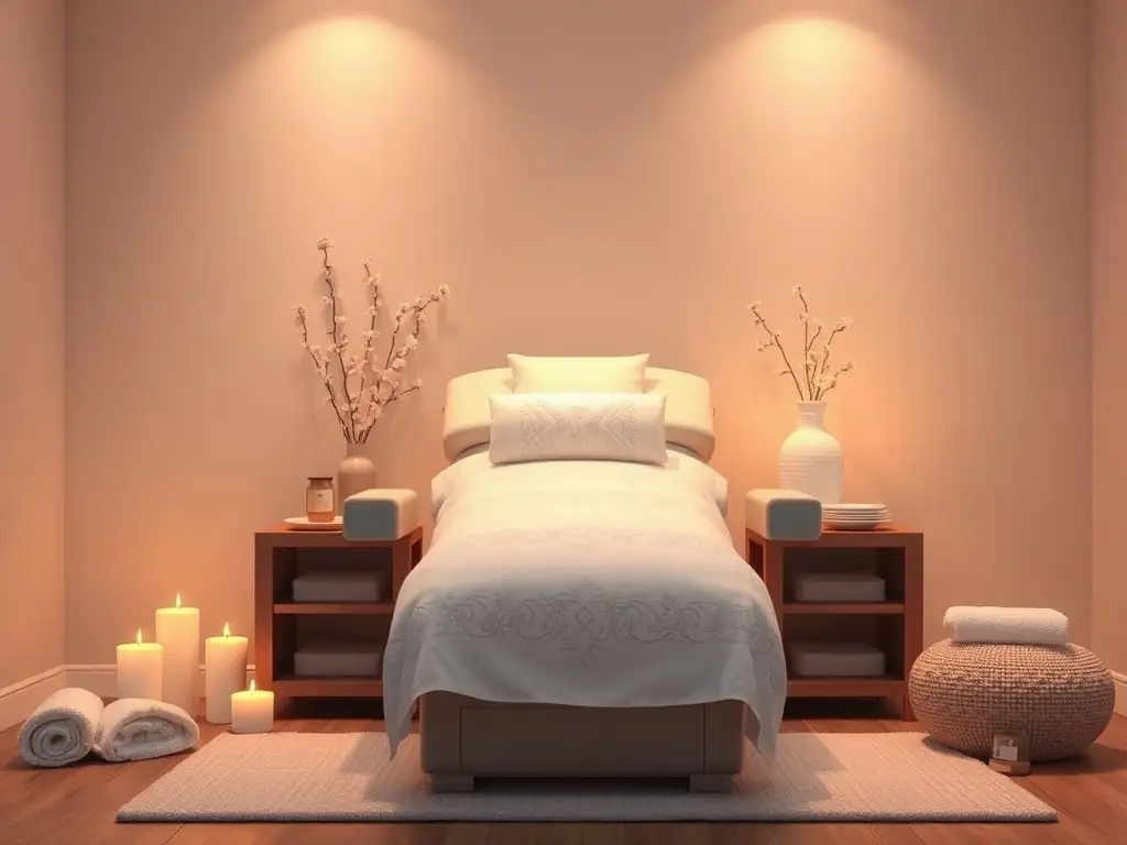 A relaxing head spa treatment scene with soothing ambiance and calming colors.